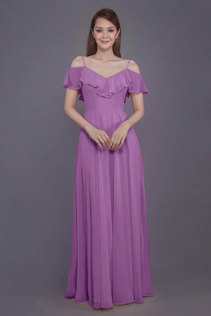 Sheath-Column Floor Length Chiffon Bridesmaid Dress PR3570