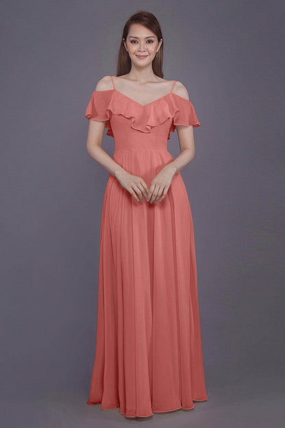 Sheath-Column Floor Length Chiffon Bridesmaid Dress PR3570