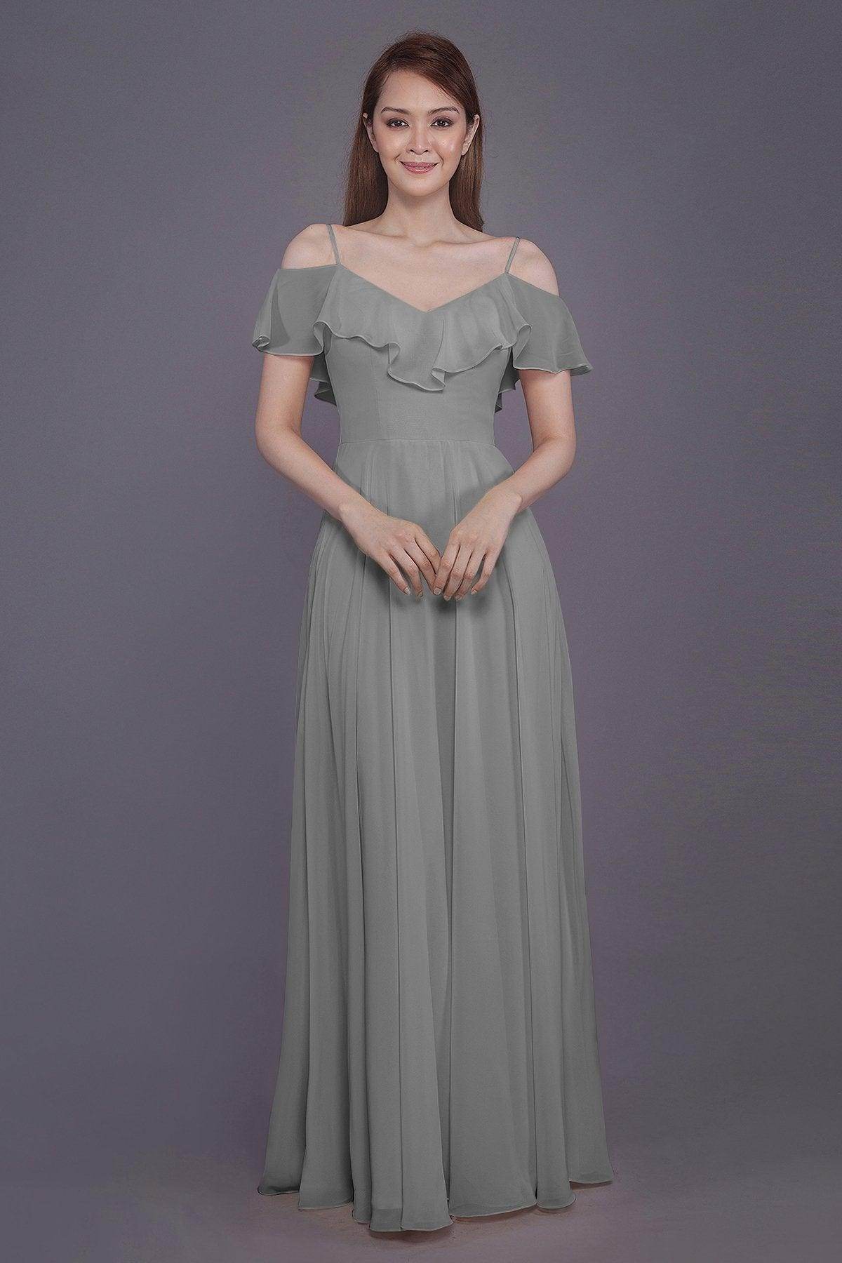 Sheath-Column Floor Length Chiffon Bridesmaid Dress PR3570PS