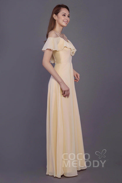Sheath-Column Floor Length Chiffon Bridesmaid Dress PR3570