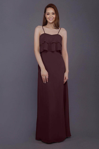 Sheath-Column Floor Length Chiffon Bridesmaid Dress PR3575