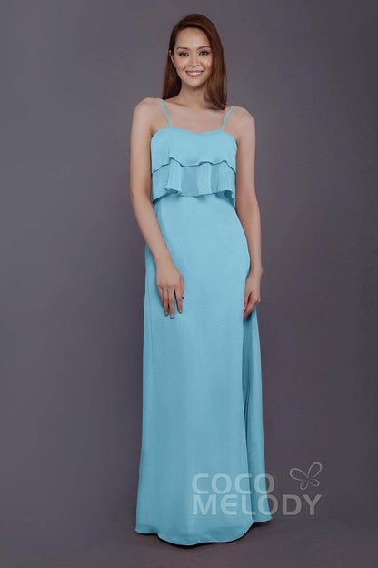 Sheath-Column Floor Length Chiffon Bridesmaid Dress PR3575