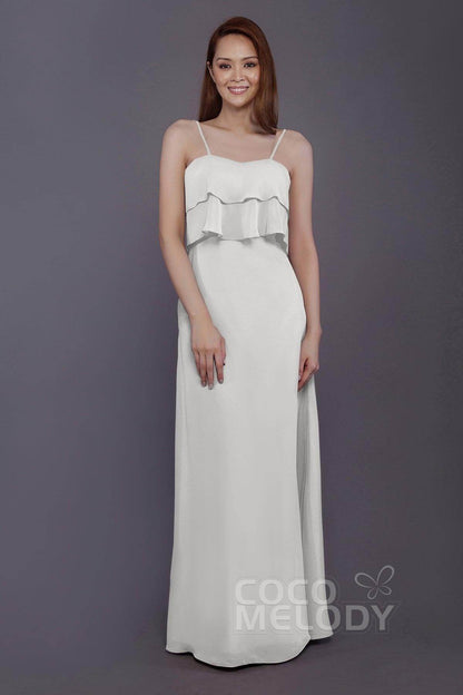 Sheath-Column Floor Length Chiffon Bridesmaid Dress PR3575
