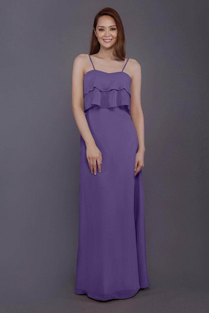 Sheath-Column Floor Length Chiffon Bridesmaid Dress PR3575