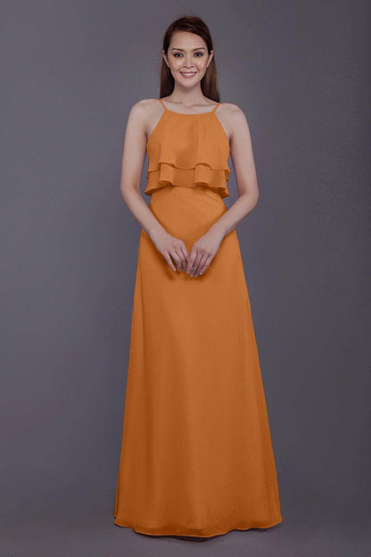 Sheath-Column Floor Length Chiffon Bridesmaid Dress PR3577
