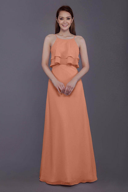 Sheath-Column Floor Length Chiffon Bridesmaid Dress PR3577