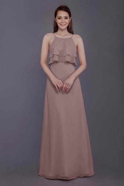 Sheath-Column Floor Length Chiffon Bridesmaid Dress PR3577