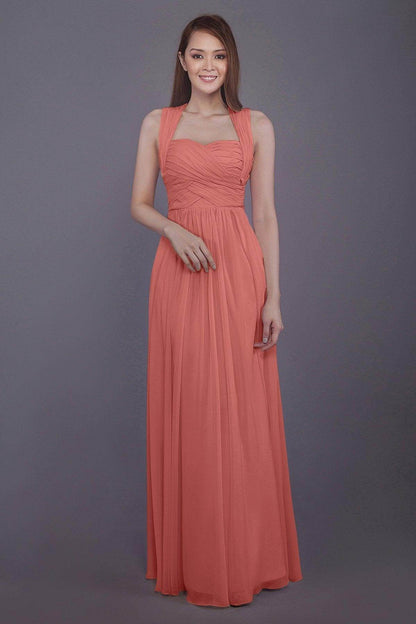 Sheath-Column Floor Length Chiffon Bridesmaid Dress PR3585