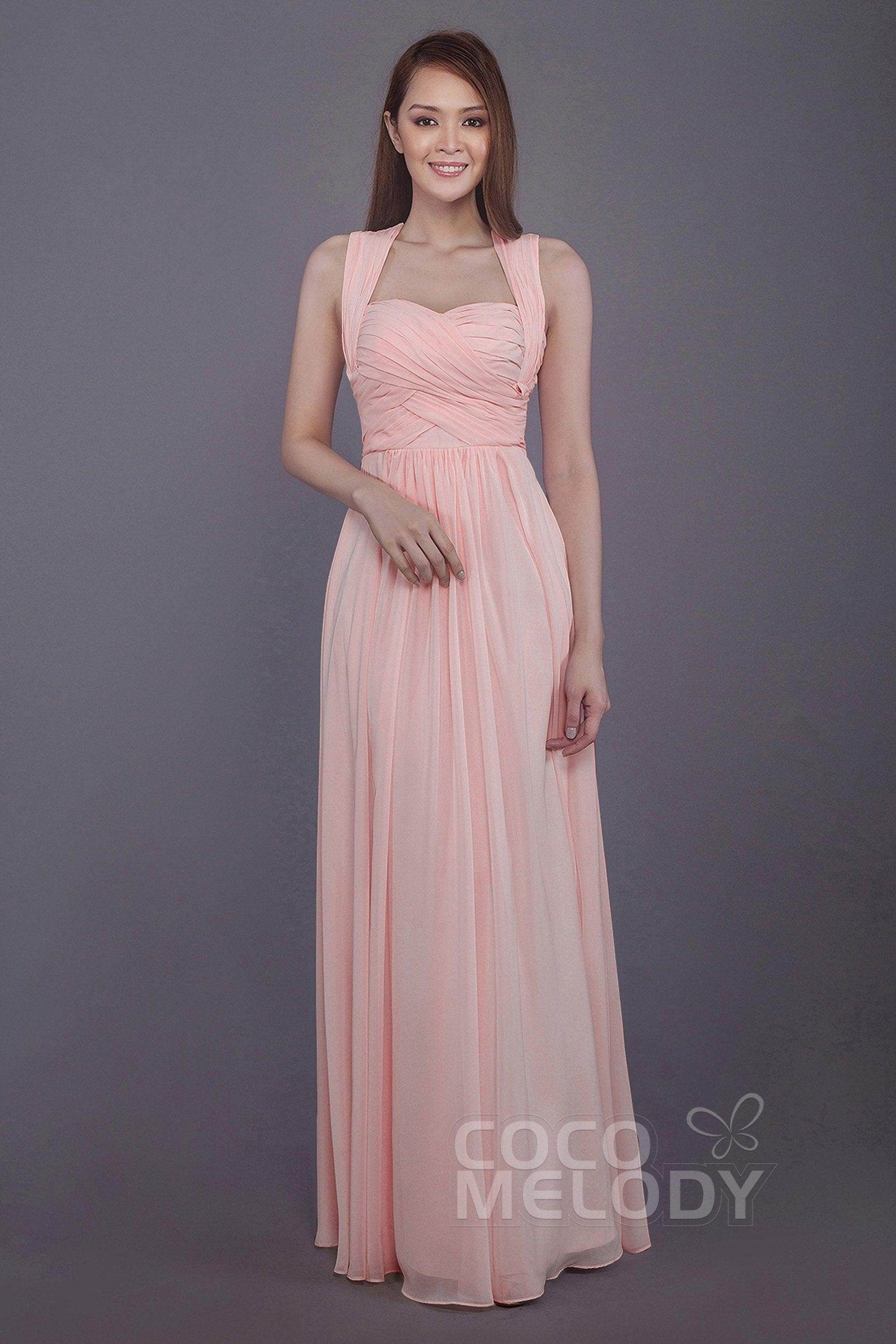 Sheath-Column Floor Length Chiffon Bridesmaid Dress PR3585
