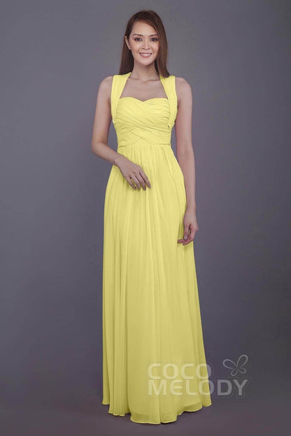 Sheath-Column Floor Length Chiffon Bridesmaid Dress PR3585
