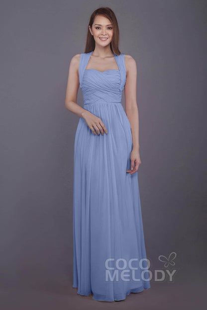Sheath-Column Floor Length Chiffon Bridesmaid Dress PR3585
