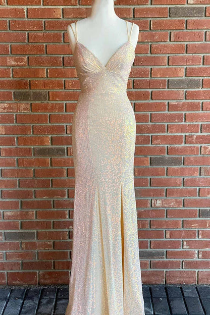 Stunning Straps Sequined Mermaid Long Prom Dress
