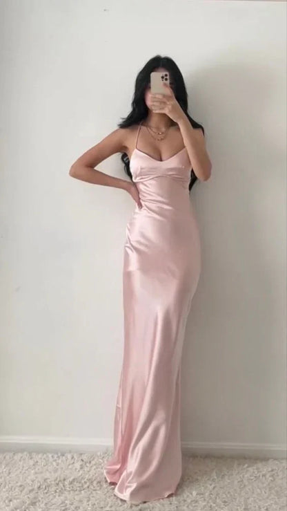 Elegant Pink Satin Mermaid Prom Dress Party Dress Evening Dress HZ1024