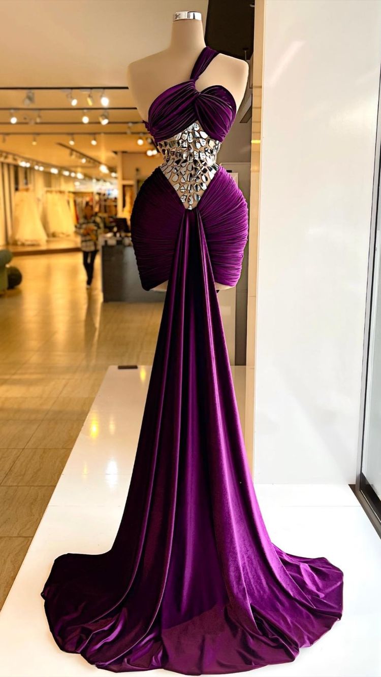 Dark Purple Vlevet Party Dress Sexy Prom Dress  C2340
