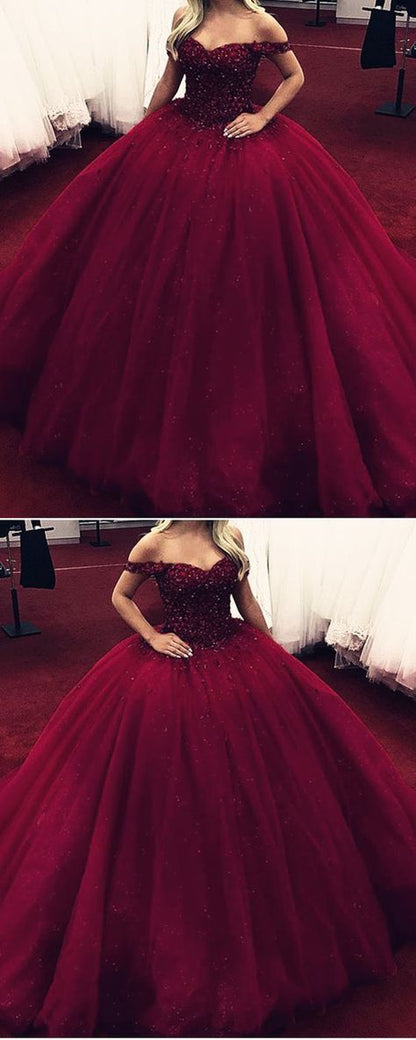 Off the shoulder luxury crystals sweet 16 quinceanera dresses C1913