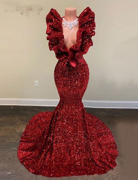 red prom dresses, deep v neck prom dresses, mermaid evening dresses, cheap evening dress, red prom dresses, sparkly evening dress,new arrival evening dress  C1752