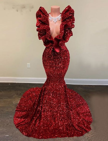 red prom dresses, deep v neck prom dresses, mermaid evening dresses, cheap evening dress, red prom dresses, sparkly evening dress,new arrival evening dress  C1752