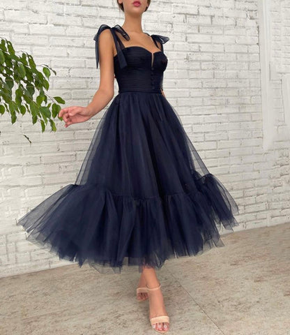 Dark blue tulle short prom dress homecoming dress c2942