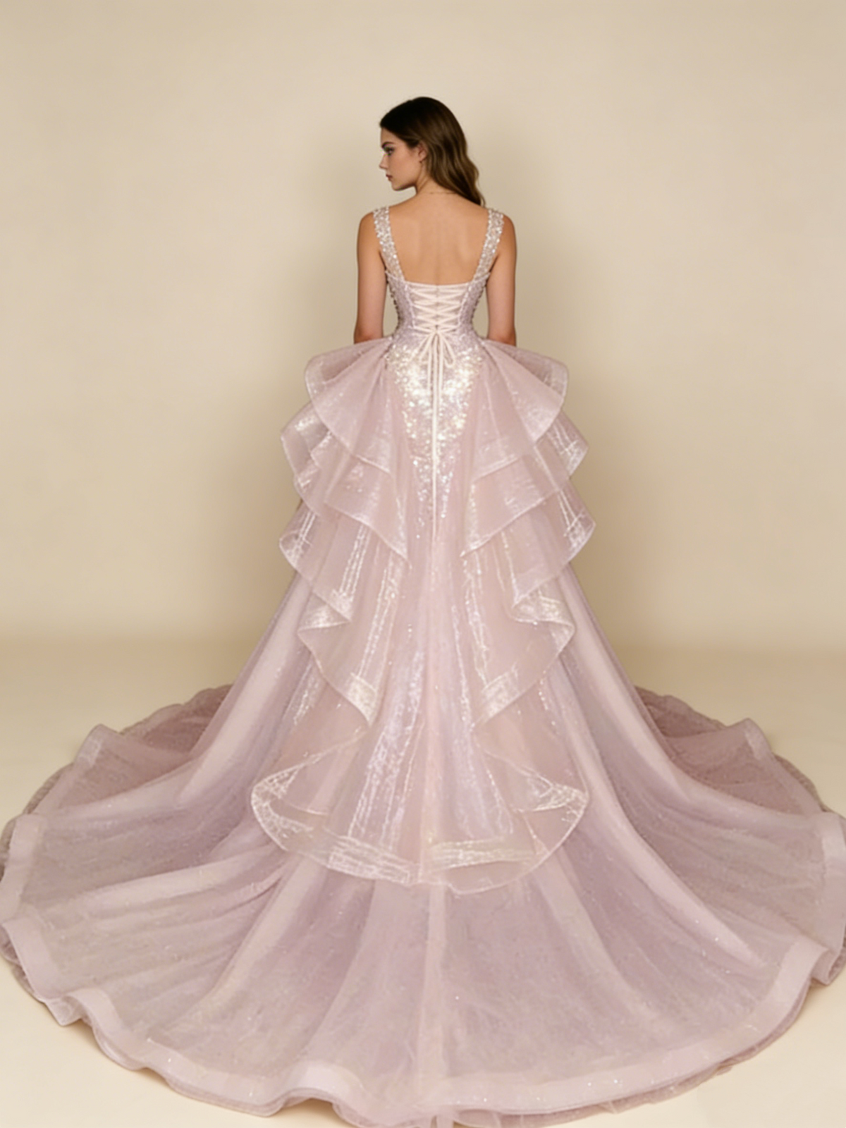 Gorgeous Pink Sequins Mermaid Beading Long Evening Dress Birthday Outfits, HZ0319