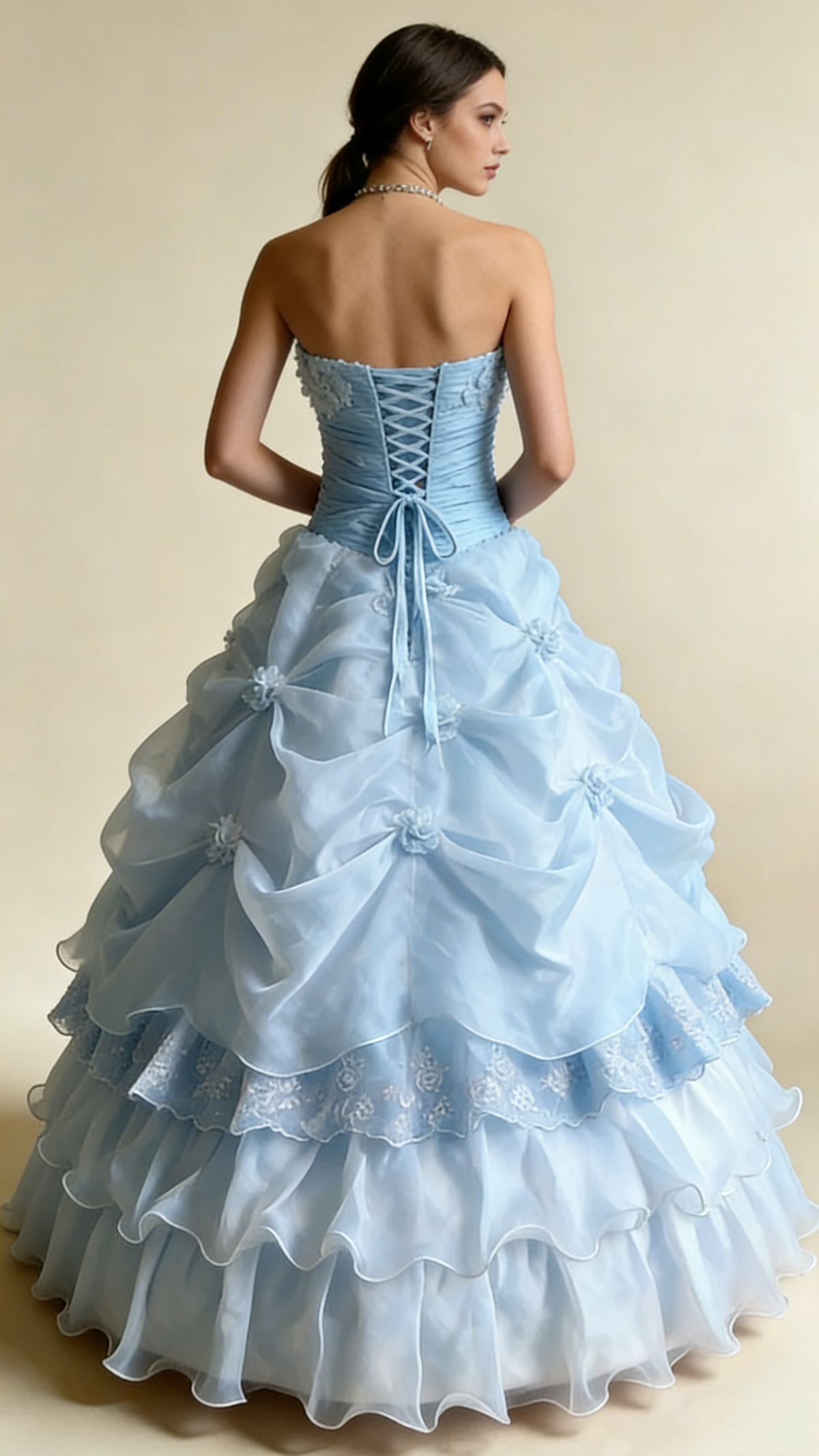 Pretty Prom Dress Strapless Pleated Flower Ball Gown Birthday Party Dress Evening Dress HZ0319