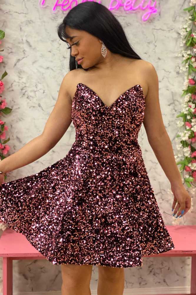 Dark Green Sequin Sweetheart A-Line Short Homecoming Dress