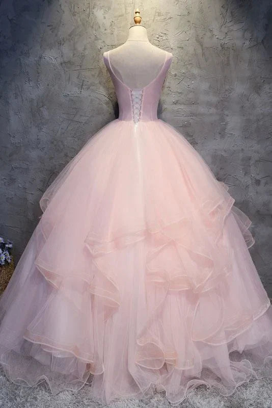 Ball Gown Long Prom Dress Flowers Gorgeous Quinceanera Dresses With Flowers