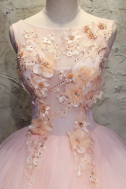 Ball Gown Long Prom Dress Flowers Gorgeous Quinceanera Dresses With Flowers
