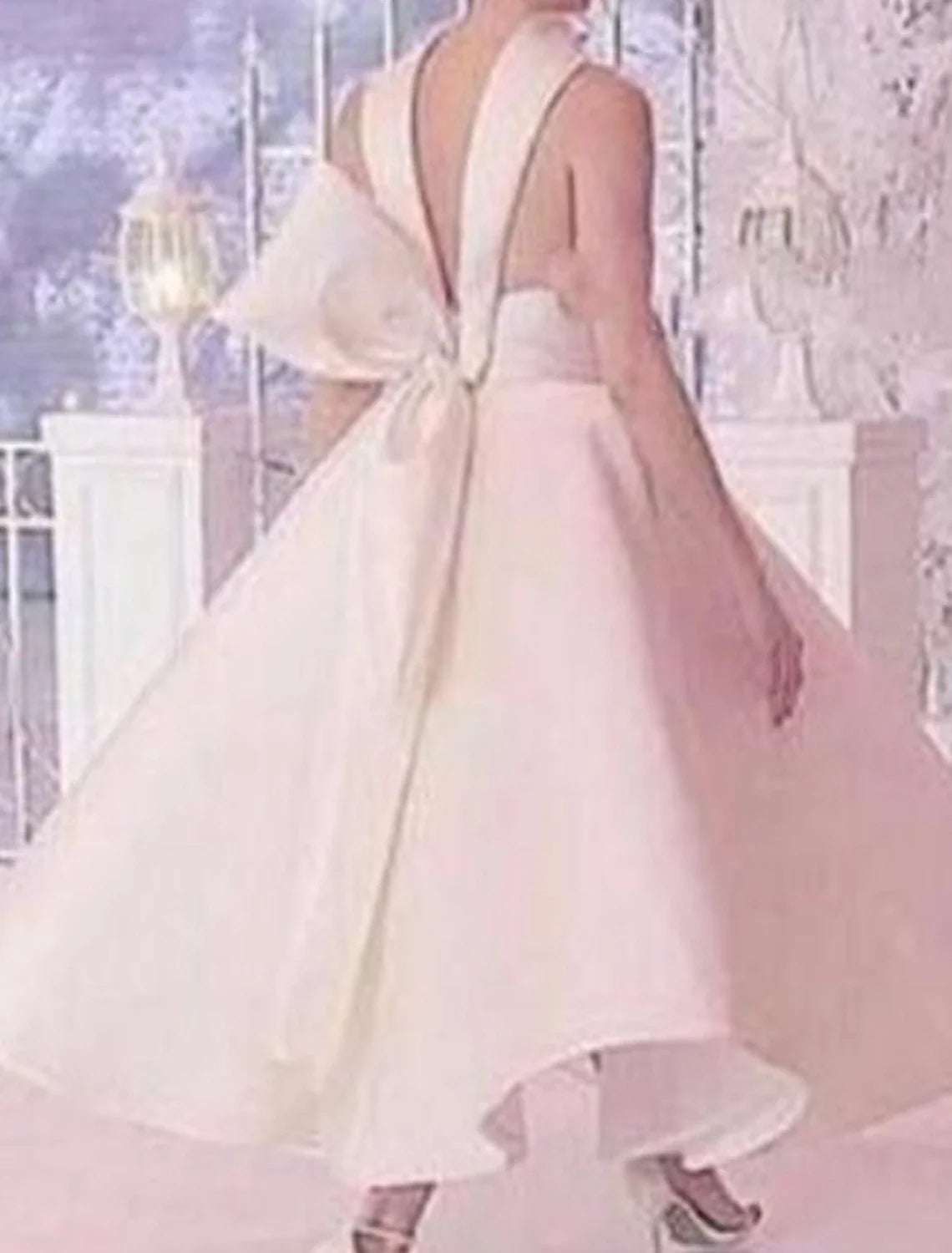 A-Line Prom Dresses Vintage Dress Homecoming Engagement Ankle Length Sleeveless Halter Neck  Satin with Sleek Bow(s)