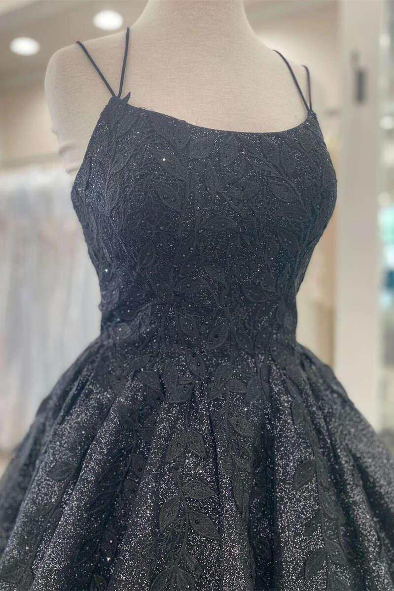 Glitter Appliques Lace-Up A-Line Short Homecoming Dress