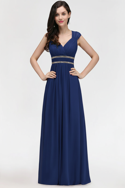 Chic Ruched Chiffon Aline Formal Dress Burgundy Bridesmaid Dress with Beadings