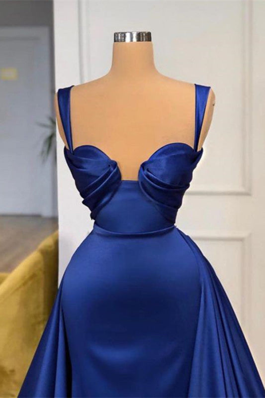 Royal Blue Mermaid Prom Dress Sweetheart with Detachable Overskirt Train