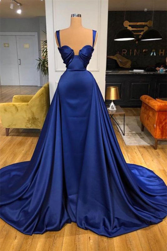 Royal Blue Mermaid Prom Dress Sweetheart with Detachable Overskirt Train