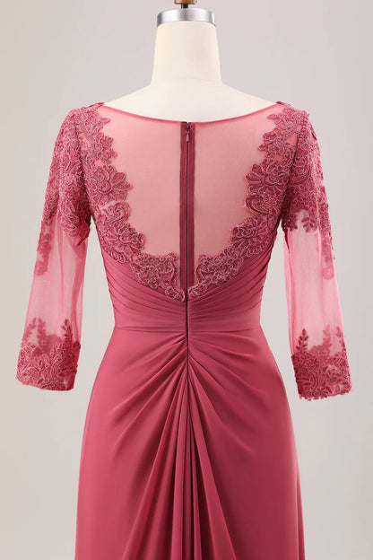 A Line Scoop Neck Chiffon Mother of Bride Dress with Appliques