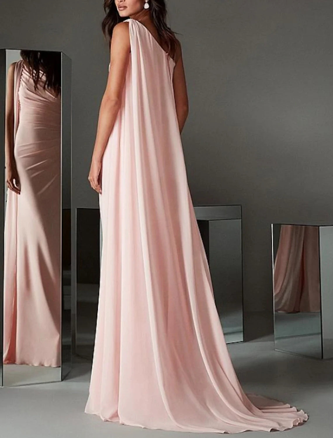Aimishang Sheath / Column Evening Gown Elegant Dress Engagement Formal Evening Sweep / Brush Train Sleeveless One Shoulder Long Prom Dress