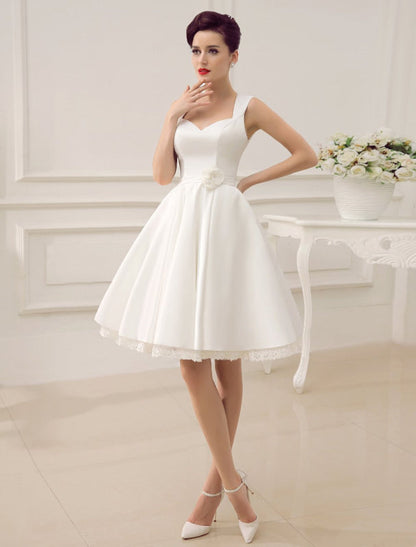 Short Wedding Dresses Satin 1950'S Vintage Bridal Queen Dress Exclusive