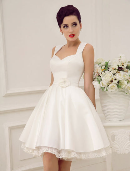 Short Wedding Dresses Satin 1950'S Vintage Bridal Queen Dress Exclusive