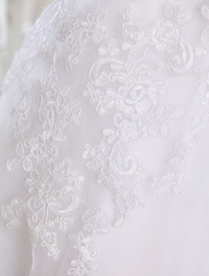 Simple Wedding Dresses Short Lace Applique Illusion Half Sleeve Tea Length Bridal Dress