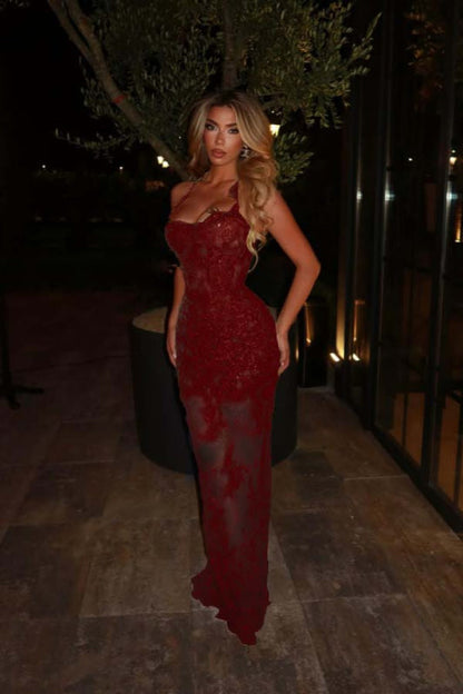 Sleeveless Lace Mermaid Prom Dress Sweetheart Evening Dress