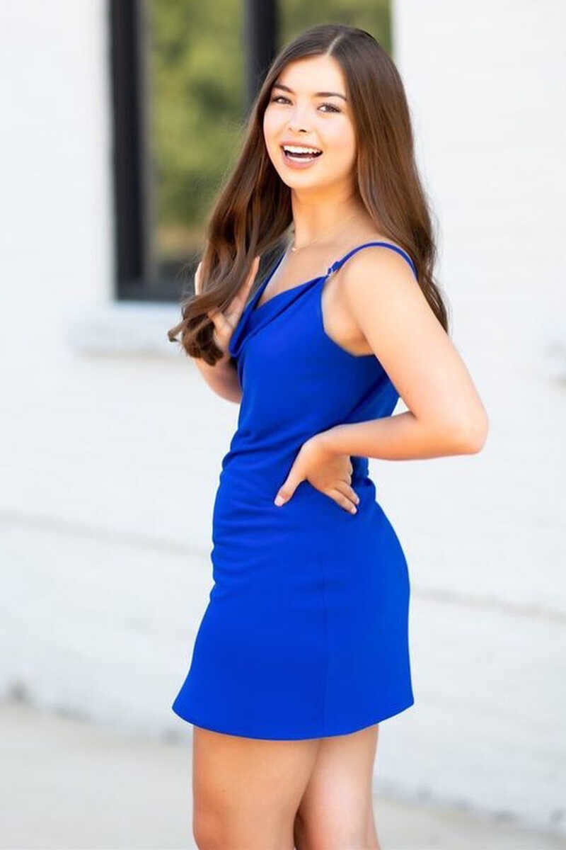 Asymmetrical Royal Blue Neck Cowl Neck Bodycon Short Cocktail Dress