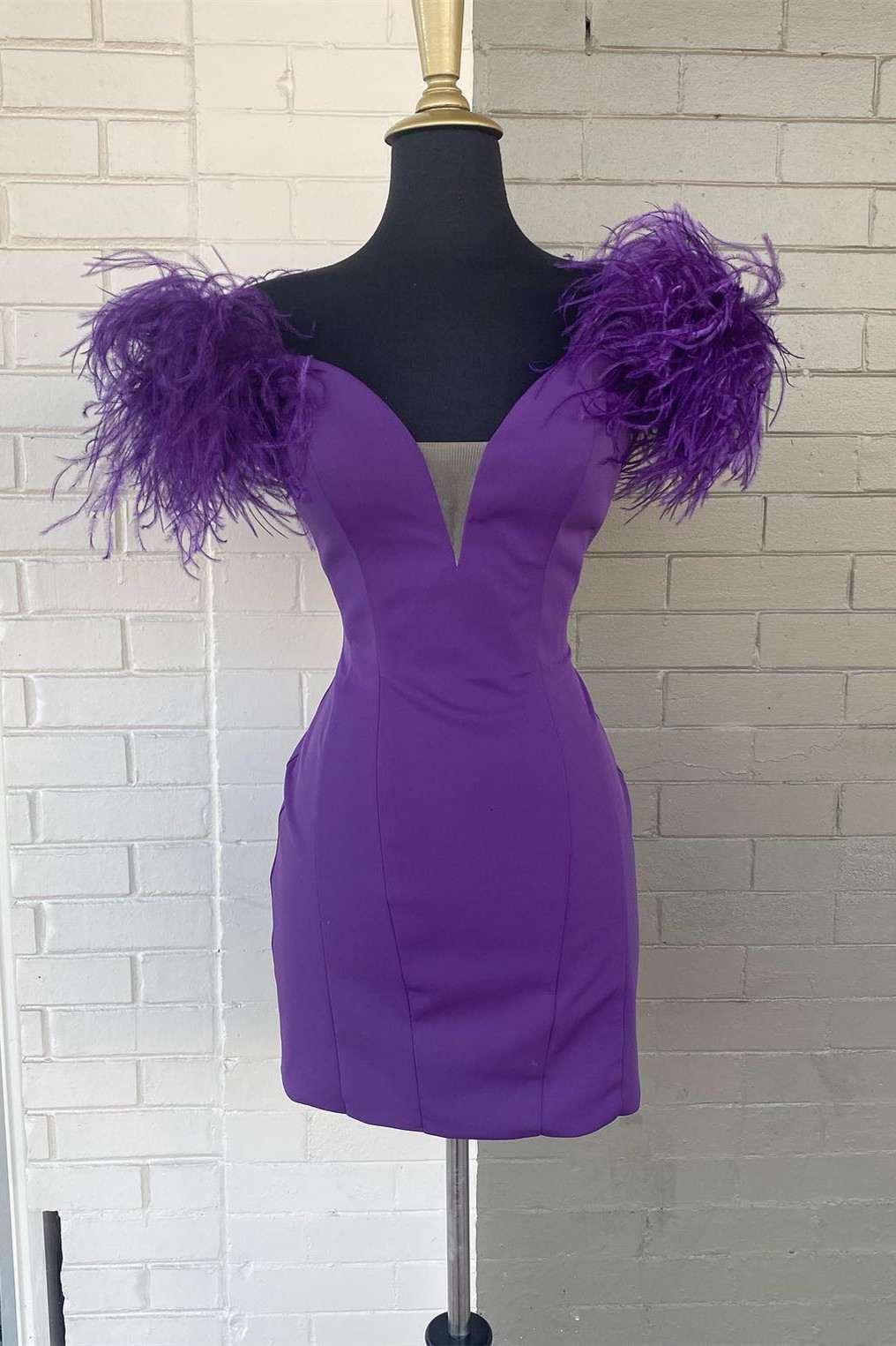 Hot Pink Off-the-Shoulder Feathered Cocktail Dress