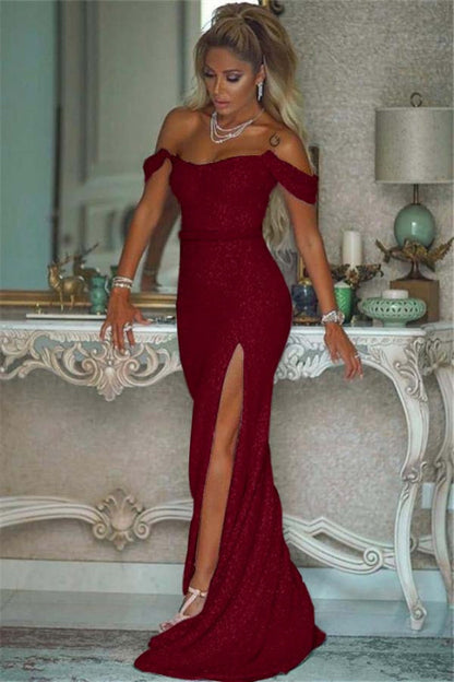 Sparkling Sequined Mermaid Prom Gown High Slit Blushing Pink Evening Dress