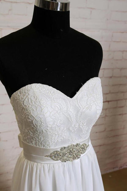 Strapless Lace Chiffon A-line Wedding Dress