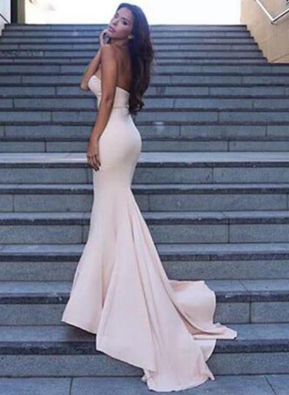 Strapless Mermaid Prom Dress Custom Long Evening Sweetheart Formal Dresses