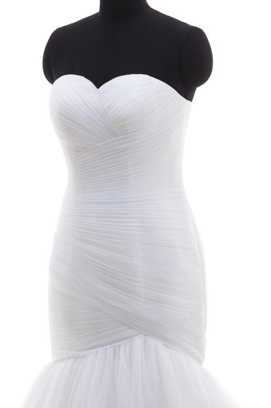 Strapless Ruffle Tulle Mermaid Wedding Dress