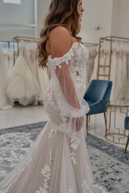 Sweetheart Appliques Lace Mermaid Wedding Dresses Chapel Train