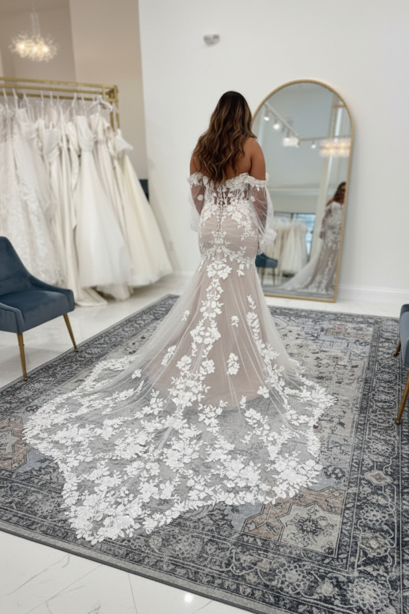 Sweetheart Appliques Lace Mermaid Wedding Dresses Chapel Train