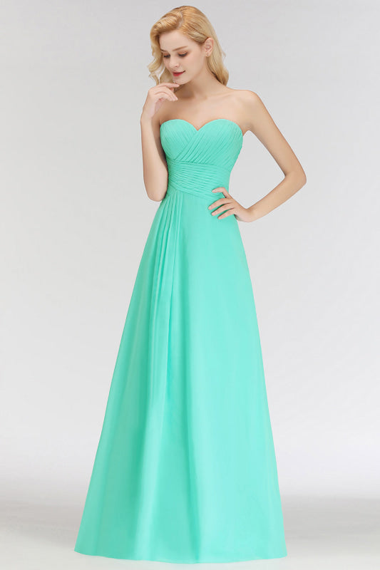 Sweetheart Pleated Chiffon Bridesmaid Dress Sleeveless