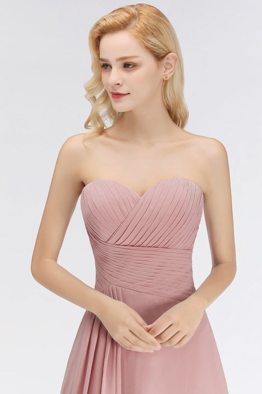 Sweetheart Pleated Chiffon Bridesmaid Dress Sleeveless