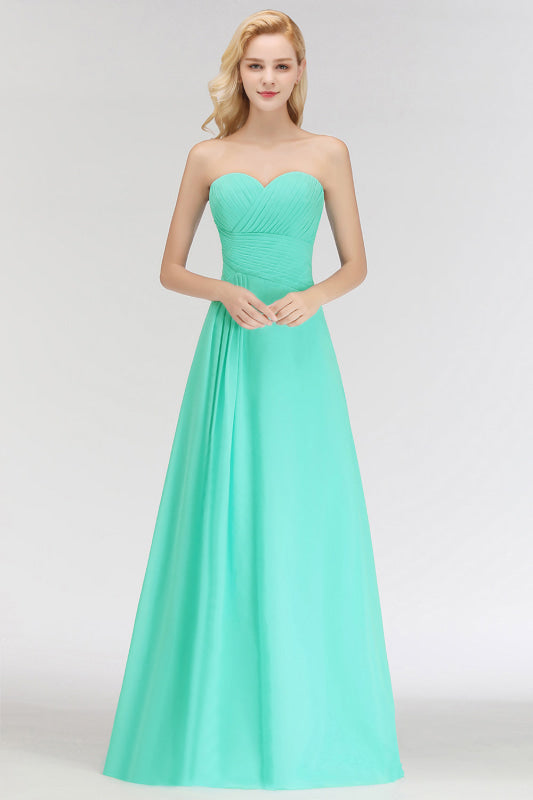 Sweetheart Pleated Chiffon Bridesmaid Dress Sleeveless