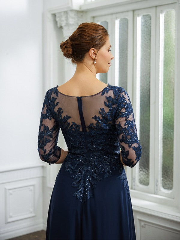Aimishang A-Line/Princess Chiffon Applique V-neck 3/4 Sleeves Floor-Length Mother of the Bride Dresses